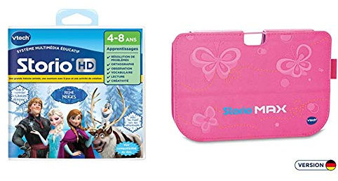 VTech - 274505 - Jeu pour Tablette - HD Storio - La Reine des Neiges & Etui Support Rose Officiel Storio Max 5- Accessoire pour Tablette