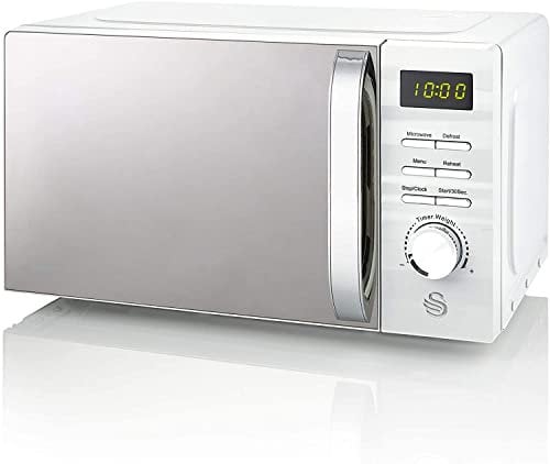 Swan 700W White Symphony Digital Microwave, 20L Capacity, 5 Microwave Power Levels, Defrost and Reheat Settings, 60 Minute Timer and Digital Display, SM22038WN