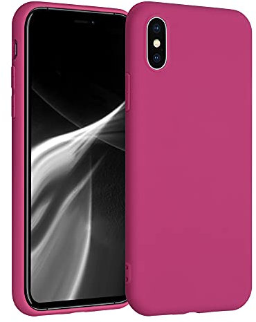kwmobile Hülle kompatibel mit Apple iPhone X Hülle - weiches TPU Silikon Case - Cover geeignet für kabelloses Laden - Himbeer Pink