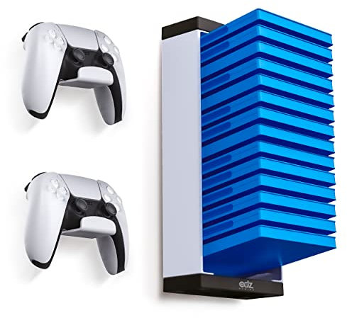 ADZ Game Case Shelf and Controller Wall Mount Holders, Wall Mounted Video Game Organizer Stand for PS5, PS4, PS3, Xbox One & Xbox Series X Games, Controllers and Headphones. (White)