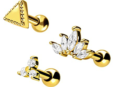 PIERCINGLINE Chirurgenstahl Ohrpiercing Set |SPAR-SET | Piercing Schmuck Ohr Stecker Helix | Farbauswahl