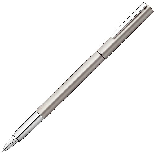 Lamy 1235462 ideos Füllhalter 70 - hochwertiger Füller aus Messinggehäuse mit Palladium-Veredelung mit einem Clip aus poliertem Edelstahl in der Farbe Silber und einer Edelstahlfeder – Federstärke M