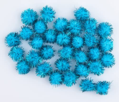 50 pompons zum basteln glitzer glitter hellblau in 25mm klein bastel zubehör pom pom bunt kugeln ponpons deko pompom plüsch