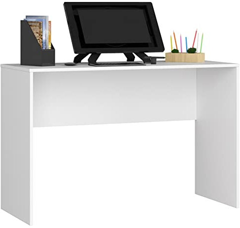 AKORD Schreibtisch B17 120 cm | | PC-Schreibtisch | Office Desk | Computertisch | Bürotisch | B120 x H79 x T50 cm | Gewicht 19,80 kg | Weiß/Weiß