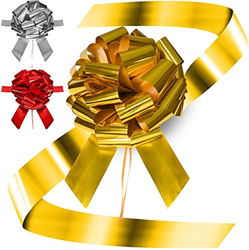 Große Geschenkschleife für Auto - XXL ø 40 cm - Wiederverwendbar - Leichter & schneller Aufbau - Gold