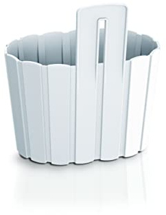 200mm Plastic Wood Look Hanging Plant Pot Garden Flower Planter Patio Balcony Basket (White)