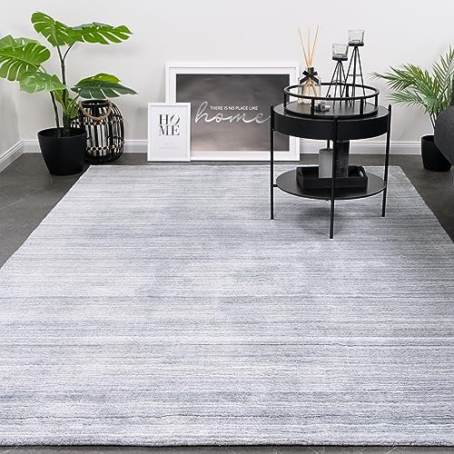 Consilio Concept 200 x 290 Teppich Wohnzimmer Grau Natur Wolle modern Wohnzimmerteppich Melange dezent Feng Shui Luxus Zertifiziert Made in Germany Design Manufaktur Markenteppich Oeko TEX