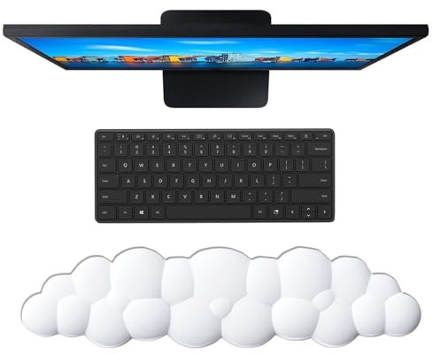 GUUFOO Cloud Ergonomic Wrist Rest for 100 Keys 87 Keys Soft Comfortable Keyboard Pad Keyboard PU Material Anti-Slip Rubber Base Memory Foam Cloud-Shaped Palm Rest for Computer Laptop