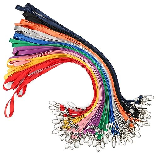 Segus Lanyard, Schlüsselband mit Karabiner, Schlüsselband Bunt 50 Stück, Chlüsselbänder aus Nylonimitat, Umhängeband Schlüssel für Ausweishülle, Namensschilder