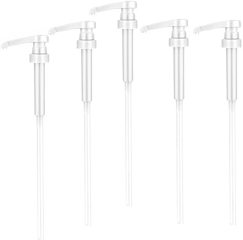 MEISO 5 Pièces Pompe à Sirop à Café, Coffee Syrup Pump Distributeur Sirop Pompe pour Café Maison Bouteille de Sirop à Café, Étanches,Convient à la Plupart des Bouteilles de Sirop de 750 Ml (Blanc)