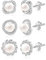 925 Sterling Silber Ohrringe Perlen Ohrstecker Set, Damen 3 Paar Kleine Ohrstecker Perlen, Weiß Süßwasserperlen Ohrringe Ohrstecker mit AAA+ Zirkon Strass Glitz Ohrringe Perlen Silber Damen