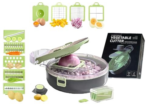 Elite Aiwei Gemüseschneider, Gemüseschneider, Gemüseschneider, Gemüseschneider, Gemüsezerkleinerer mit Behälter, Salatzerkleinerer, Zwiebelzerkleinerer, Lebensmittelzerkleinerer, Gemüseschneider,