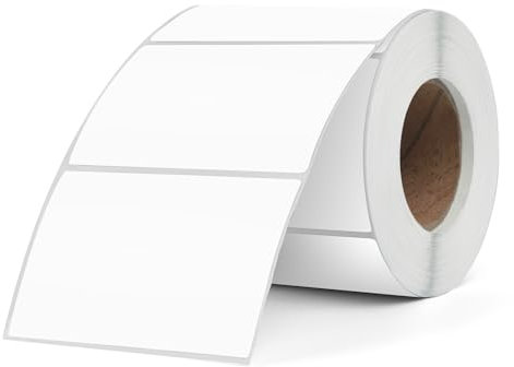 FINDAT Weiß Thermo-Etiketten 76 x 50 mm Vinyl Rolle Selbstklebende Thermo-Aufkleber Wasserdichtes Rechteck Drucker Etiketten für Büro DIY Design Barcode Versand 500 Stück