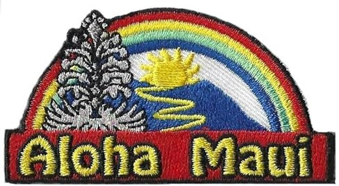 Aloha Maui Patch (7,6 cm) zum Aufbügeln oder Aufnähen, Abzeichen Island of Hawaii, Reise-Souvenir-Emblem, perfekt für Rucksäcke, Jacken, Hüte, Gepäck, Taschen, DIY-Geschenkflicken