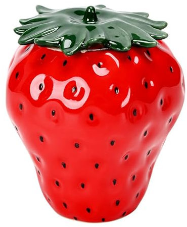 Erdbeer-Keramikgläser mit Deckel, Keks-Bonbonbehälter in Erdbeerform, Erdbeer-Lebensmittel-Aufbewahrungsdose, Süße Kreative Lebensmittel-Aufbewahrungsdose(#1)