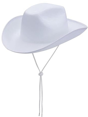 Perfeclan Western-Cowboy-Hut, Sonnenhut, langlebig, für Damen und Herren, breite Krempe, Sonnenschutzhut, Cowgirl-Hut für Camping, Partyzubehör, Weiß