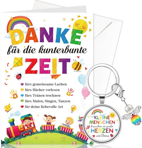 HOWAF Abschiedsgeschenk Erzieherin Geschenk Karte, Schutzengel Schlüsselanhänger Dankeschön Geschenk für Erzieherin Grußkarte Mit Umschlag Abschiedsgeschenk Kindergarten Abschiedsgeschenk Lehrerin