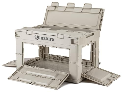 Qunature Campingbox Aufbewahrungsbox mit Deckel 60L, Faltbare Aufbewahrungsbehälter Campingschrank Kofferraum Organize Outdoor Camping Zubehör für Camping, Reisen, Familie
