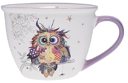 KIUB Bol timbale avec une anse - Motif jeune chouette des bois- matière porcelaine fine - contenance 550ML