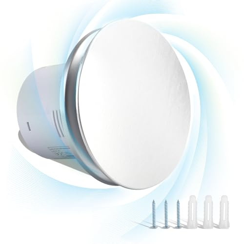 mumisuto Badlüfter 100mm, 2 Richtungen Abluftventilator, IPX4 Wasserdichtes Rohrventilator, Leiser Betrieb 34dB und Hohe Effizienz 95m³/h, für Badezimmer, Küche, Büro, Gewächshaus, Garag