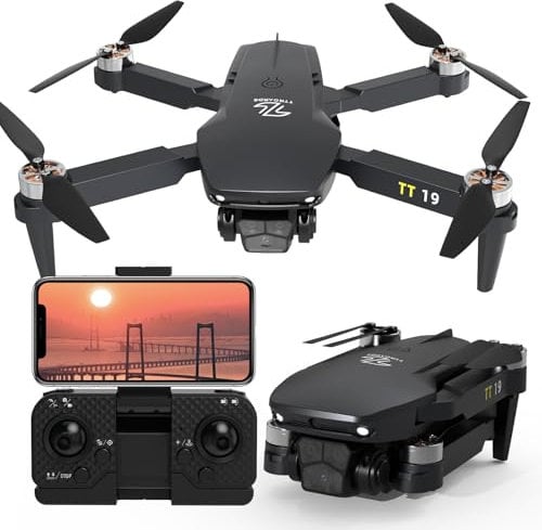 TTROARDS TT19 Drone with Camera for Beginners Obstacle Avoidance RC Drones for Adults Brushless Motor Foldable Mini Quadcopter 3D Flips Altitude Hold with Propeller Guards