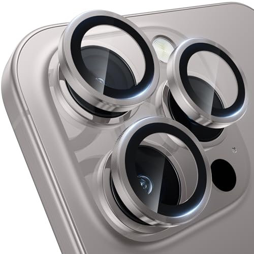 WSKEN für iPhone 16 Pro Max/iPhone 16 Pro Kameraschutz - 9H Härte Kratzfest Blasenfrei, HD Gehärtetes Kamera Metallglas Panzer Schutz Glas Displayschutz Folie,Handyhülle Freundlich,Natural Titanium