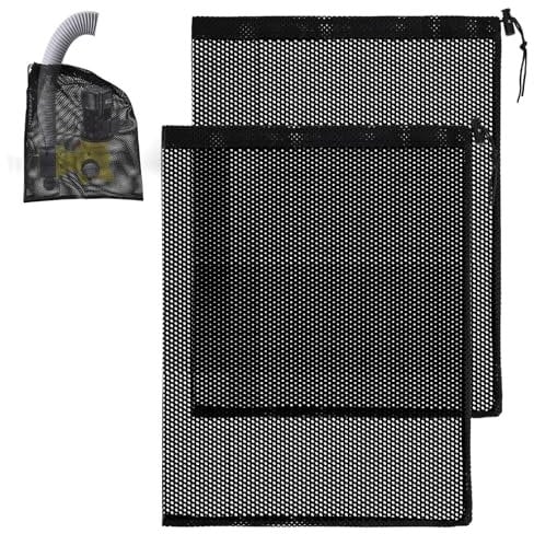 2 Pack Pond Pump Bag Pond Pump Filter Bag Pump Barrier Bag Large Pump Nylon Mesh Bag Pond Filter Mesh Bag with Drawstring Black Media Bag Household Water Pump Filter Accessories 30.5 × 40 cm