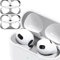 Staubschutz Sticker kompatibel mit AirPods 4（2024） Hülle, 2 Sätze Metallstaub Schutz Aufkleber, Ultraschlanke Folie, Überzug Staub schützen Drahtloser Ladekoffer (Silver + Silver)
