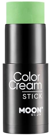 Intense Neon UV ColorCream Face & Body Paint Stick by Moon Glow - Maquillage professionnel pour le visage et le corps pour adultes et enfants - 21g - Vert intense