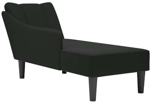 vidaXL Chaiselongue mit Rechter Armlehne Schwarz Samt, Recamiere, Loungesessel, Lounge Sofa, Lounge, Loungesofa, Wohnzimmersofa, Akzentsessel