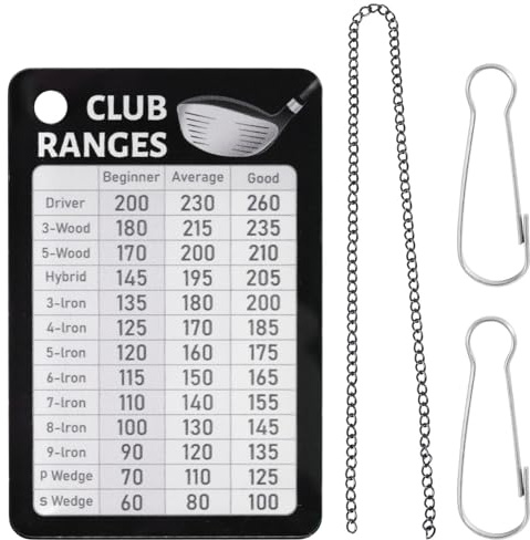 BOXOB Golfschläger-Range-Chart-Karte, Schwarz Golf-Distanzkarte Golf-Yardage-Karte Golf-Range-Chart-Karte Golfschläger-Regelkarte Golfschläger-Taschenzubehör Golf-Essentials-Zubehör für Männer
