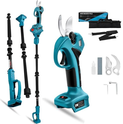 Troncarami compatibile con Makita 18 V (senza batteria), con asta di prolunga, diametro di taglio massimo 30 mm, display LCD, troncarami elettrici ricaricabili (con asta di prolunga)