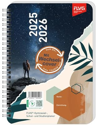 FLVG Schülerkalender 2025/2026, A5 Schulplaner, Hausaufgabenheft für Grundschule & Gymnasium mit Wechselcover