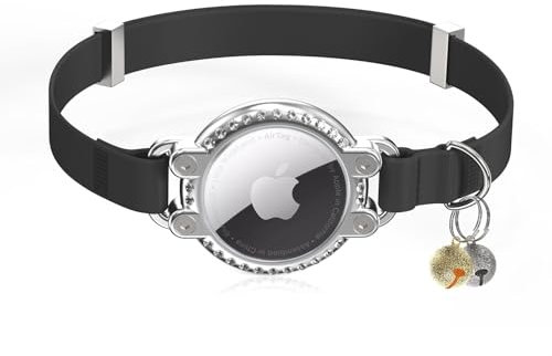 Katzenhalsband Airtag | Safty Elastische Kätzchen Halsband mit Apple Air Tag Halter | Funkelnden Strass-Design | Katzen Halsband für kleine Große Katzen, Kätzchen