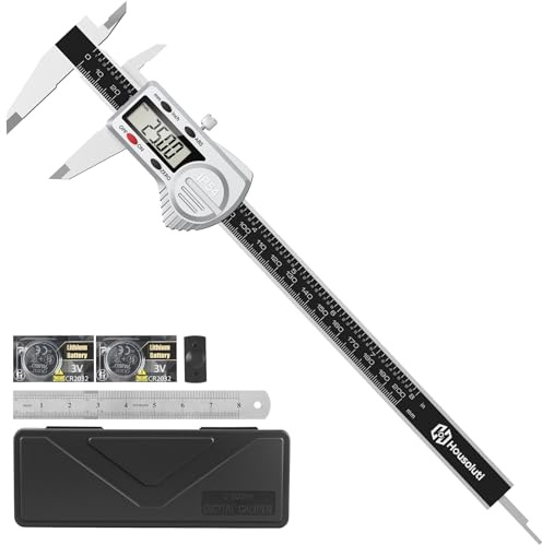 Housolution Messschieber Digital, Elektronische Schieblehre mit ABS-Funktion, 8-Zoll IP54 Wasserdichte Schublehre mit LCD Display & Ersatzbatterie, mit Fühlerlehre für Präzise Messung, Silber
