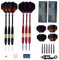 NEXROLA Dartpfeile, Dartpfeile mit Metallspitze und PVC-Schaft, Dartpfeile mit rutschfestem Gummiring, Dartschleifer, Dartpfeile Steeldart für Filzdartscheiben (6 St. Schwarz/Gold/rot 20,5g)