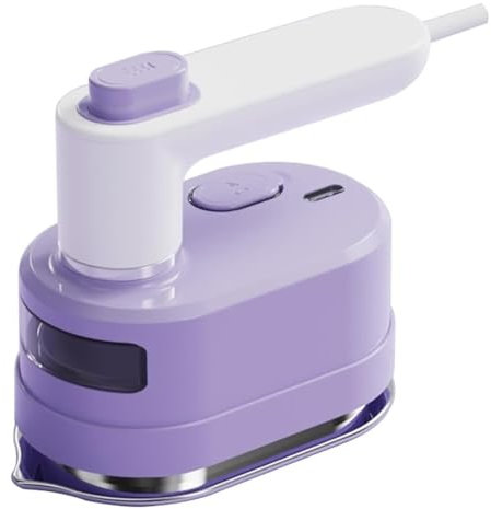 Ferro da Stiro da Viaggio, Ferro da Stiro a Vapore Pieghevole, Ferro da Viaggio, 1000W, Riscaldamento Rapido 5s, Ideale per Casa, Ufficio e Viaggi, Adatto per Tutti i Tipi di Tessut,bianco-viola