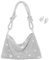WQU Clutch Bag for women, Elegant Diamond Clutch for Wedding Bridal Prom Cocktail Party Ladies Evening Bag,Complimentary Matching Teardrop-shaped Earrings (Sliver)