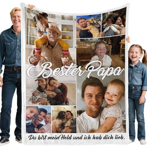 Bemaystar Vatertagsgeschenk für Papa - Personalisierte Decke, Personalisierte Geschenke, Decke mit Foto, Papa Geschenk, Geschenk Vatertag, Vatertagsgeschenk Personalisiert,Kuscheldecke Personalisiert