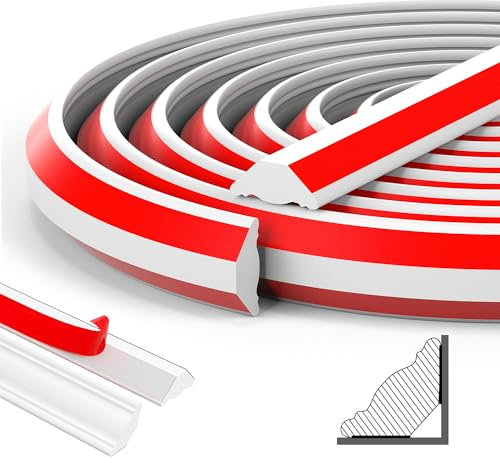 5 Meter Flexible Zierleisten Selbstklebend: Deckenleisten Selbstklebend 19mm x 13mm für Wandkanten Fliesenkanten (Weiß)