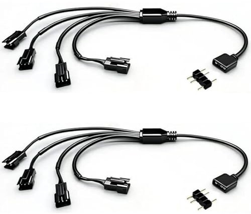 RUNCCI-YUN 2 Stück 1 auf 4 ARGB Verlängerungskabel,5V 3 polig Buchse auf JST SM 3 polig Stecker Shunt Kabel ARGB Fan Splitter für RGB Fan, LED Streifen(Schwarz)
