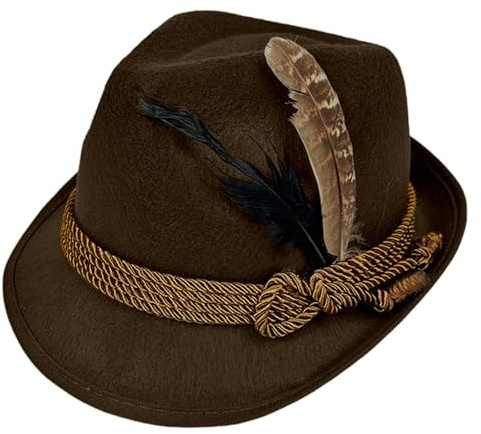 Generisch Trachtenhut Herren, Hut Wiesn, bayerischer Hut, Kopfbedeckung, Mütze, Oktoberfest Herren Outfit Volksfest, Mottoparty, Karneval