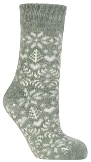 ELLE Women’s Faux Fur Lined Chenille Slipper Socks – 1 Pair, Plush Indoor Comfort, Soft & Warm Knit Design with Non-Slip Base, Size UK 4-8
