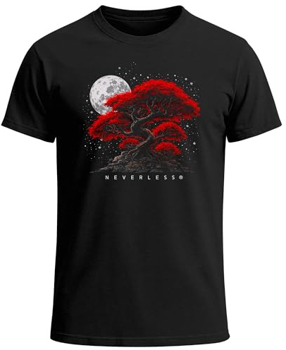 Neverless® Herren T-Shirt Bonsai Baum Grafik Print Natur Illustration Ruhe Balance Fashion Streetstyle