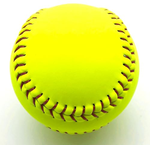 BildeeMait 12-Inch Official Size Softball Sports Practice, Unmarked Training Ball with PVC Cover, 188g, Optic Yellow