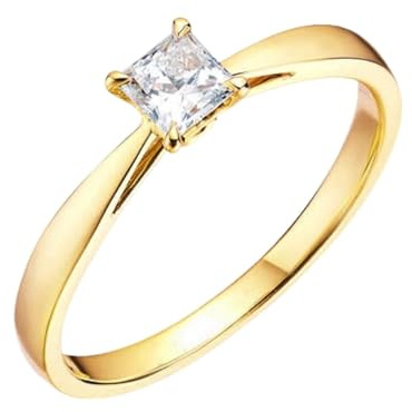 Homxi Eheringe Gold 585 Damen, Quadrat mit Diamant 0,3 Karat, Ringe Verlobung Damen Gold, Größe 47 (15.0)
