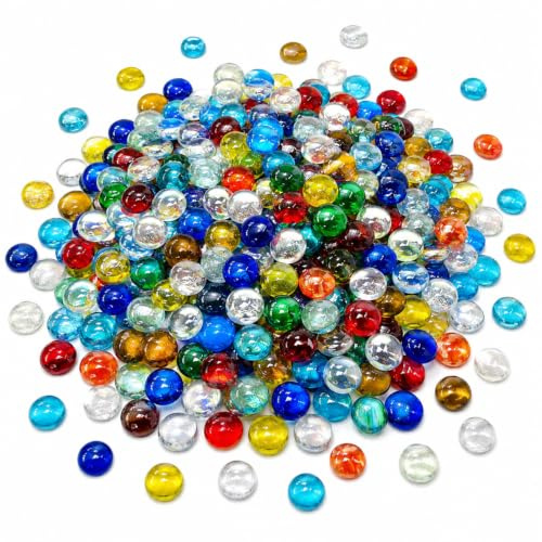 200 Stück bunte Glassteine, Glasnuggets und Muggelsteine, 16–19 mm, 1 kg | Glas; Zum Befüllen von Vasen, Aquarien, zum Selbermachen; Aquarianer, Bastler; 16–19 mm, 1 kg, verschiedene Farben