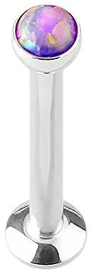 Piercingfaktor Universal Piercing Stab Stecker für Madonna Lippenpiercing Lippe Ohr Tragus Helix Stud Cartilage Opal Kopf 8mm Lila