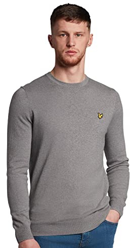 Lyle & Scott Mens Cotton Merino Crew Sweater - Mid Grey Marl - S