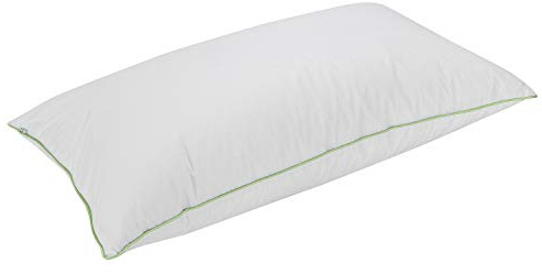 PIKOLIN - Cuscino in Piuma e Piumino | 70x40 cm, Firmezza Media-Alta | Antiacaro, Traspirante e Lavabile, Bordo Verde | Modello JASUMI, Anallergico, Certificato OEKO-TEX